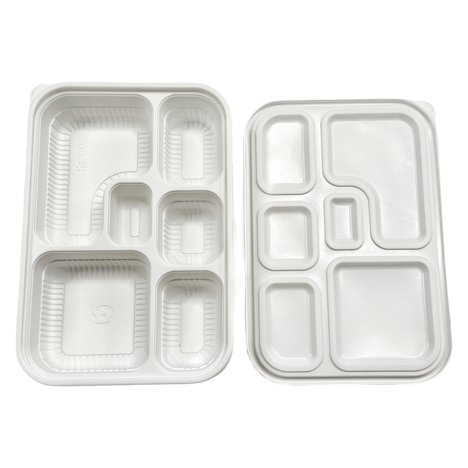 LIYI Disposable Lunch Box, 6-Compartment, 1350ml / 45oz, BPA-Free, 50 Pack - Image 2